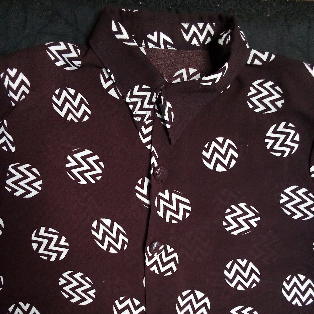 Vintage MCM Dots Zig Zags Polyester Disco Shirt